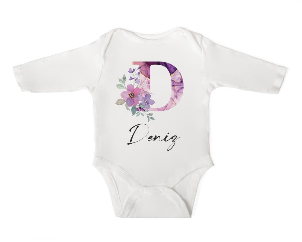 İsme Özel Uzun Kollu Anemon Bebek Body