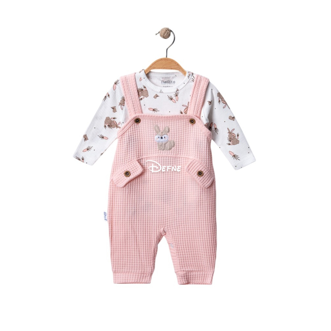 İsme Özel Tavşancık Waffle Kumaş Tulum