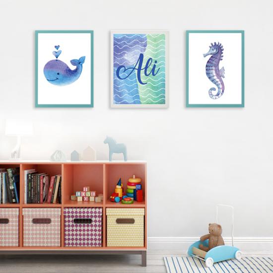 İsme Özel 3’lü Çerçeveli Poster Set