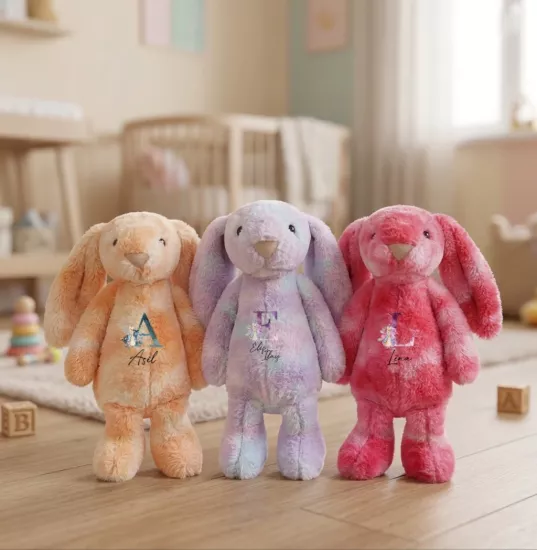 İsme Özel Ebruli Renk Tavşan Uyku Arkadaşı yastık