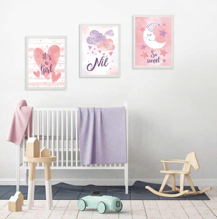 İsme Özel 3’lü Çerçeveli Poster Set